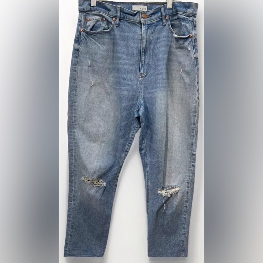 Made and Loved Loft High waist Boyfriend ripped denim jeans Waist Size 34”